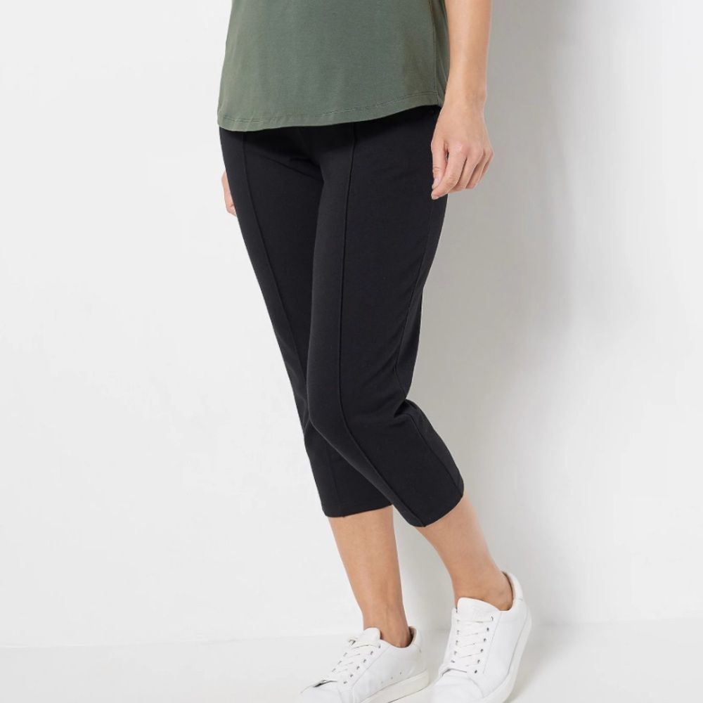 Denim & Co. Petite Active French Terry Crop Pant Petite Medium Black